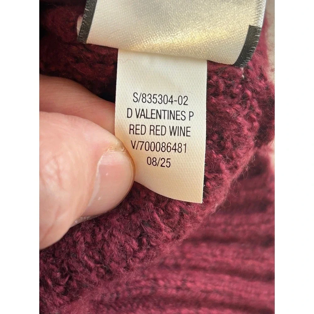 Old Navy Girls L 10-12 Burgundy Pink Love You Heart Sweater Coquette Preppy